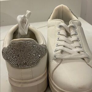 a new day White Platform Sneakers with Crystal Heel Accent